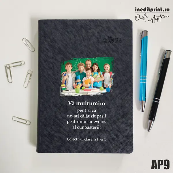 Agenda personalizata 2026 Multumiri AP9 DELUXE PREMIUM, Ortisei Albastru