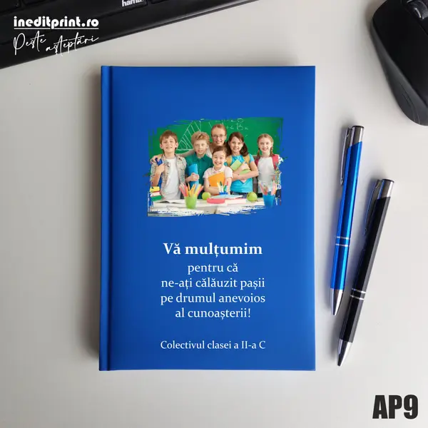 Agenda personalizata 2026 Multumiri AP9 NEDATATA RT, ALBASTRU
