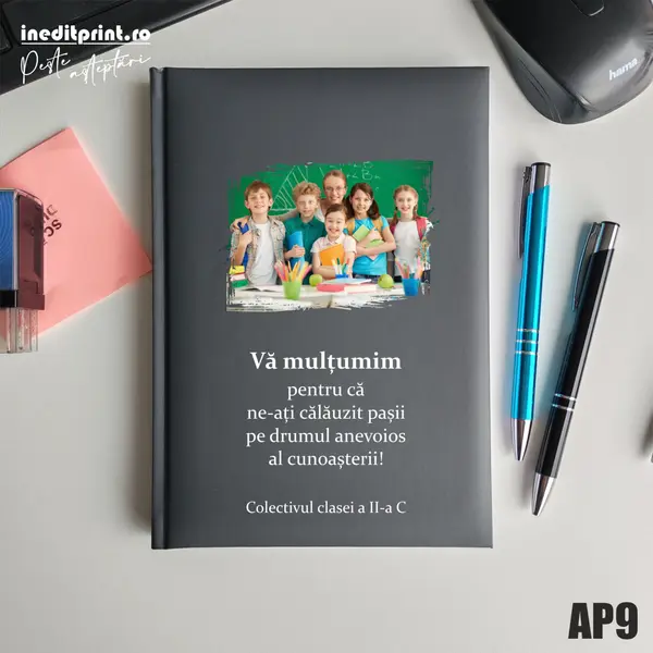 Agenda personalizata 2026 Multumiri AP9 NEDATATA RT, Gri