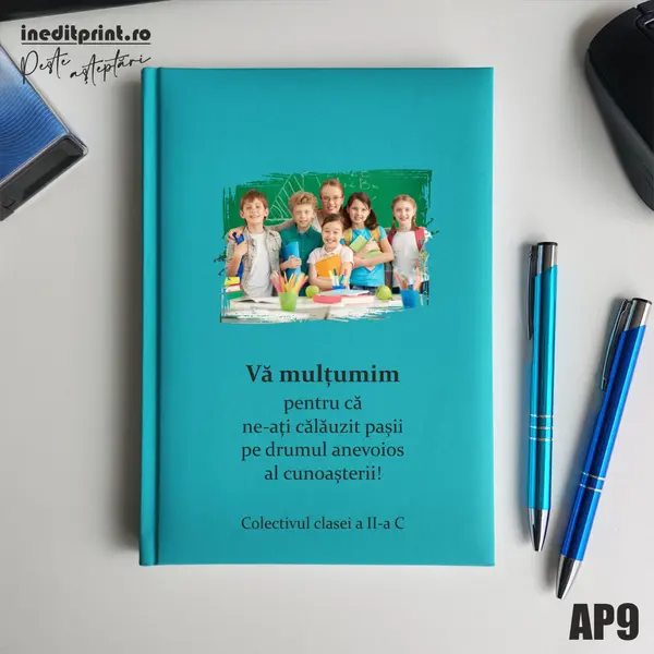 Agenda personalizata 2026 Multumiri AP9 NEDATATA RT, Turcoaz