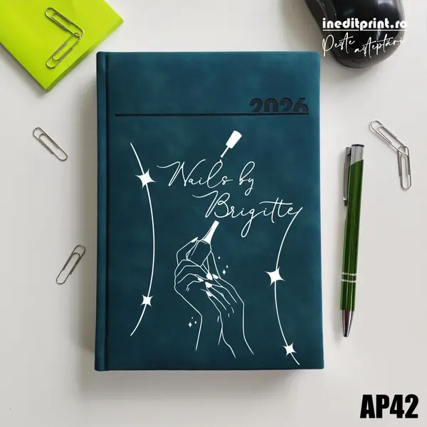 Agenda personalizata 2026 Nails By AP42 DELUXE PREMIUM, Chia Verde Petrol