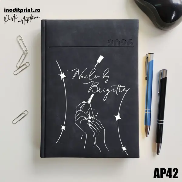 Agenda personalizata 2026 Nails By AP42 DELUXE PREMIUM, Chia Negru