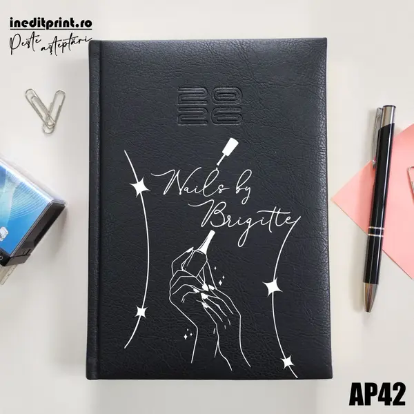 Agenda personalizata 2026 Nails By AP42 DELUXE PREMIUM, Chiavenna Negru