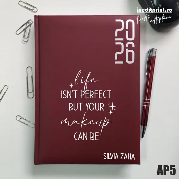 Agenda personalizata 2026 Perfect makeup AP5 DATATA RT, Bordo