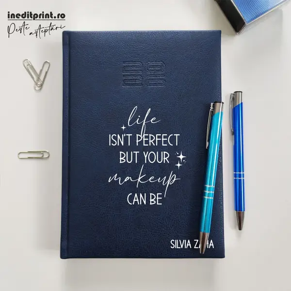 Agenda personalizata 2026 Perfect makeup AP5 DELUXE PREMIUM, Chiavenna Albastru