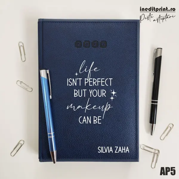 Agenda personalizata 2026 Perfect makeup AP5 DELUXE PREMIUM, Alghero Albastru