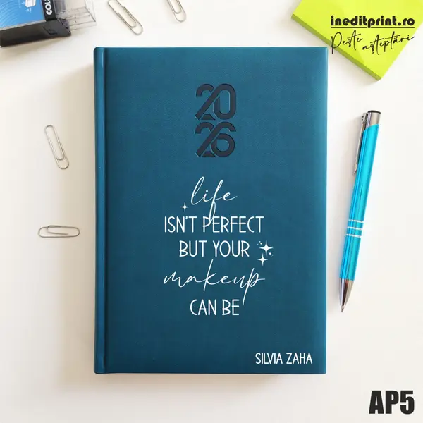Agenda personalizata 2026 Perfect makeup AP5 STANDARD HT2, Albastru Petrol