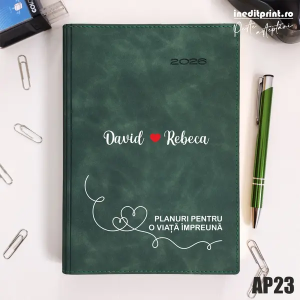 Agenda personalizata 2026 Planuri AP23 DELUXE PREMIUM, Chia Suple Verde