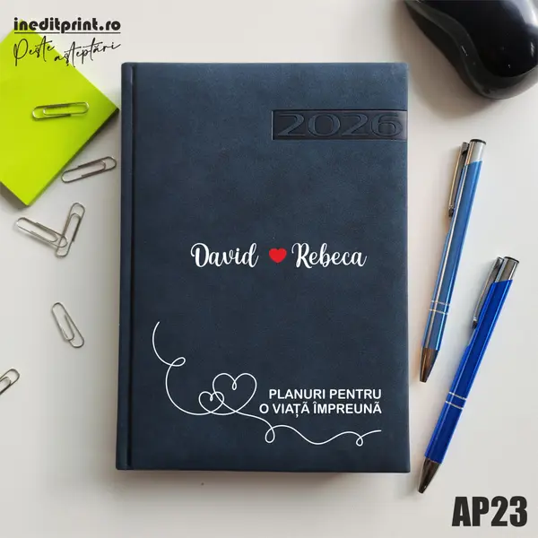 Agenda personalizata 2026 Planuri AP23 DELUXE PREMIUM, Teano Albastru Inchis