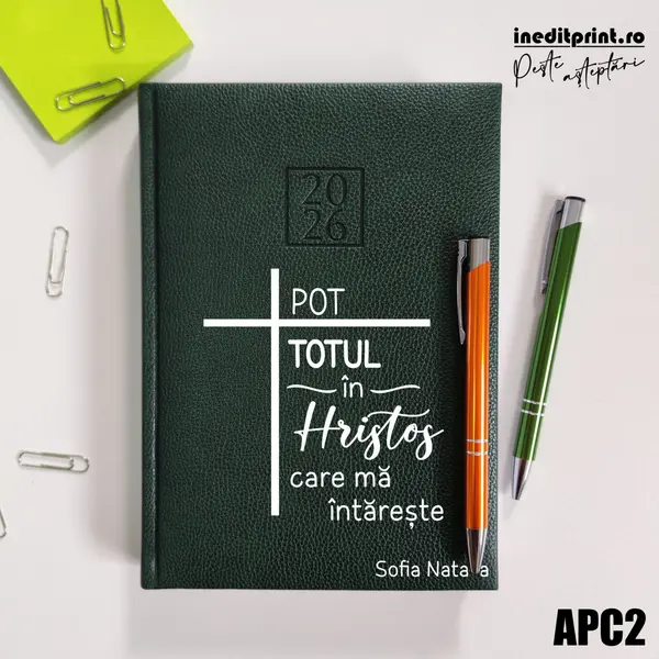 Agenda personalizata 2026 Pot totul in Hristos APC2 DELUXE H, Edolo Verde