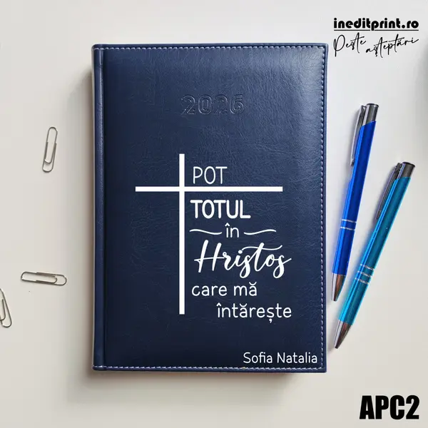 Agenda personalizata 2026 Pot totul in Hristos APC2 DELUXE H, Corinaldo Albastru
