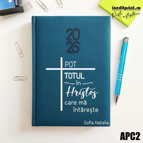 Agenda personalizata 2026 Pot totul in Hristos APC2 STANDARD HT2, Albastru Petrol
