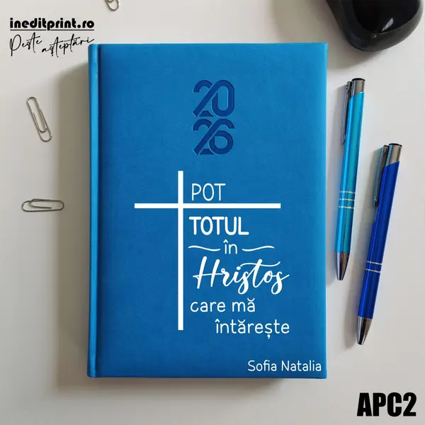Agenda personalizata 2026 Pot totul in Hristos APC2 STANDARD HT2, ALBASTRU DESCHIS