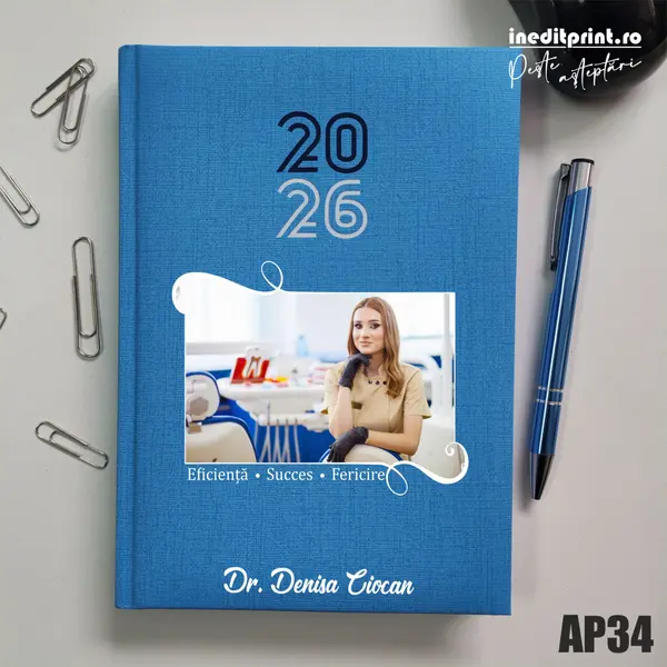 Agenda personalizata 2026 Poza + Text + Motto AP34 Datata C, Turcoaz