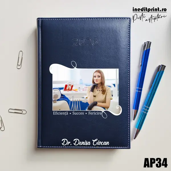 Agenda personalizata 2026 Poza + Text + Motto AP34 DELUXE H, Corinaldo Albastru