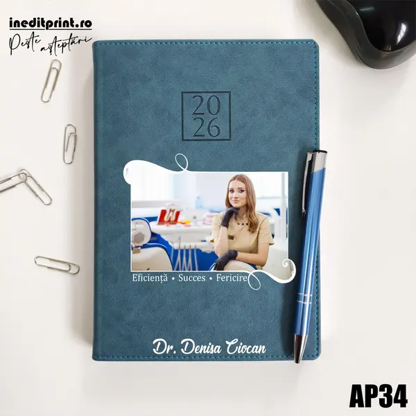 Agenda personalizata 2026 Poza + Text + Motto AP34 DELUXE PREMIUM, Chianti Verde Cyprus