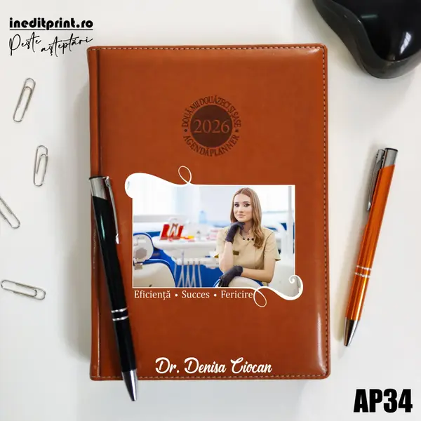 Agenda personalizata 2026 Poza + Text + Motto AP34 DELUXE PREMIUM, Amsterdam Maro
