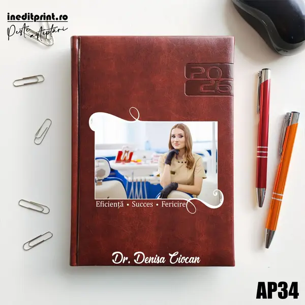 Agenda personalizata 2026 Poza + Text + Motto AP34 DELUXE PREMIUM, Narni Maro