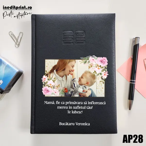 Agenda personalizata 2026 Primavara AP28 DELUXE PREMIUM, Chiavenna Negru
