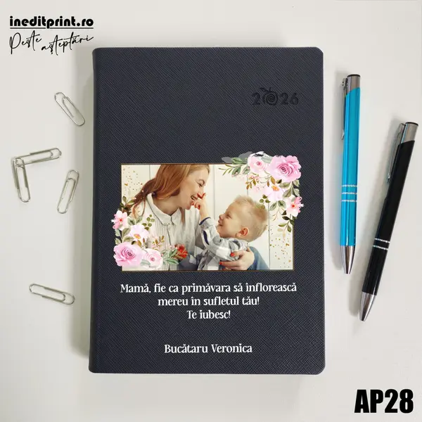 Agenda personalizata 2026 Primavara AP28 DELUXE PREMIUM, Ortisei Albastru