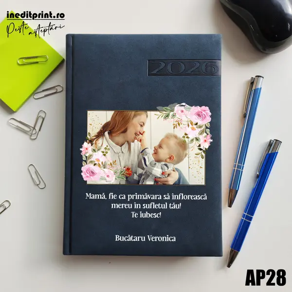 Agenda personalizata 2026 Primavara AP28 DELUXE PREMIUM, Teano Albastru Inchis