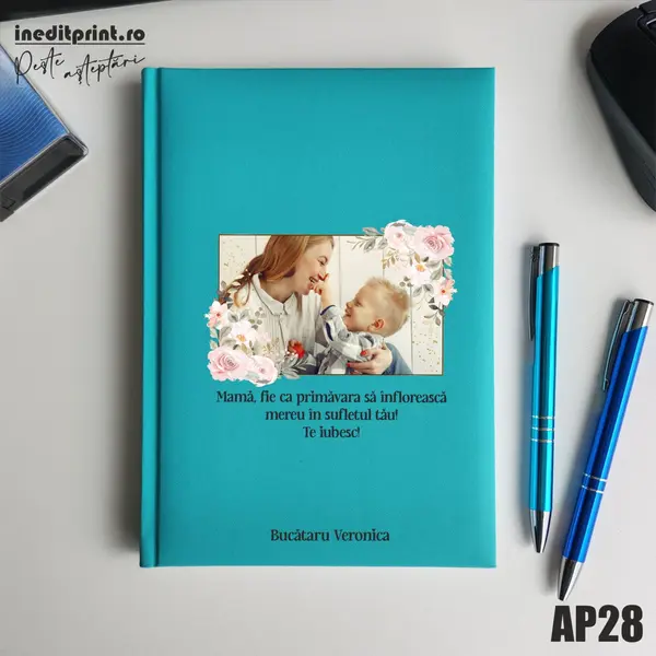 Agenda personalizata 2026 Primavara AP28 NEDATATA RT, Turcoaz