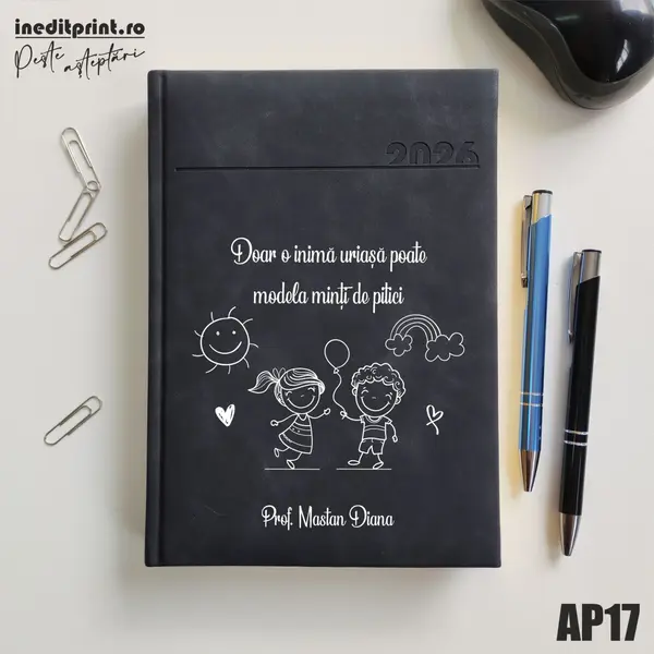 Agenda personalizata 2026 Profesoara AP17 DELUXE PREMIUM, Chia Negru