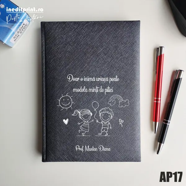 Agenda personalizata 2026 Profesoara AP17 NEDATATA RT, Gri-Adria