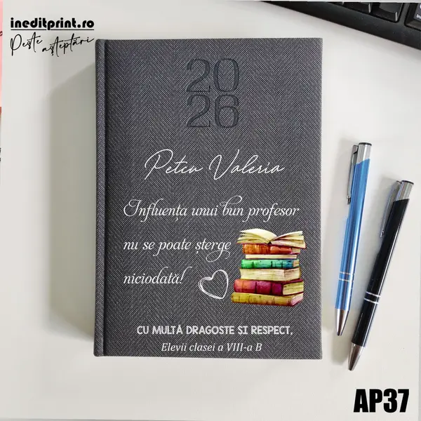 Agenda personalizata 2026 Profesor AP37 DELUXE PREMIUM, Bard Gri
