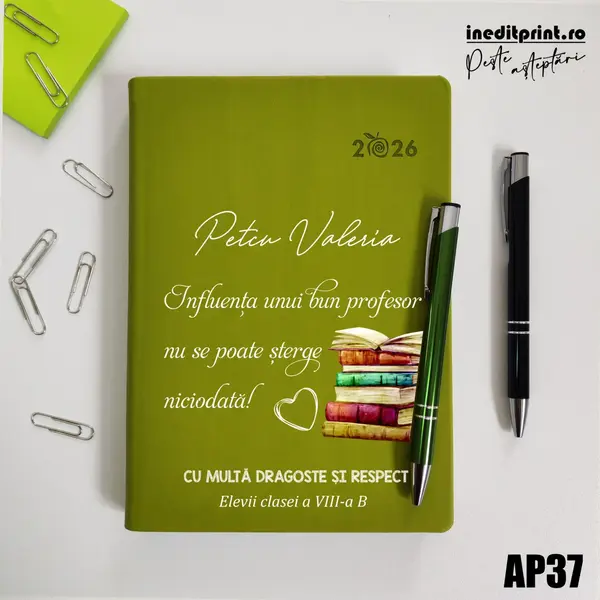 Agenda personalizata 2026 Profesor AP37 DELUXE PREMIUM, Predaia Verde