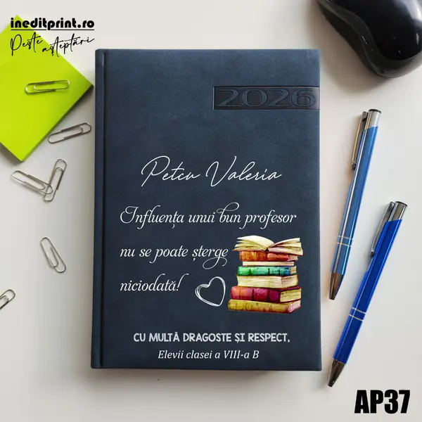 Agenda personalizata 2026 Profesor AP37 DELUXE PREMIUM, Teano Albastru Inchis