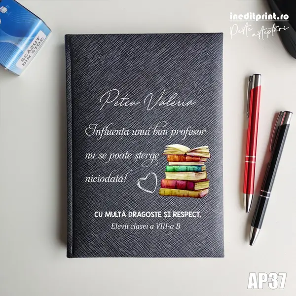 Agenda personalizata 2026 Profesor AP37 NEDATATA RT, Gri-Adria