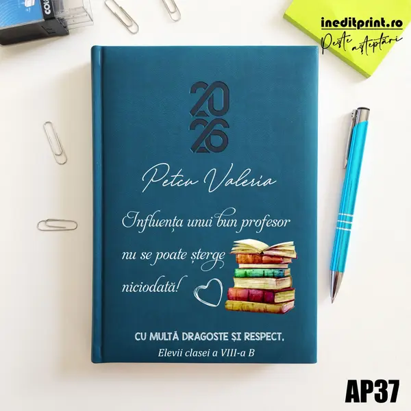 Agenda personalizata 2026 Profesor AP37 STANDARD HT2, Albastru Petrol