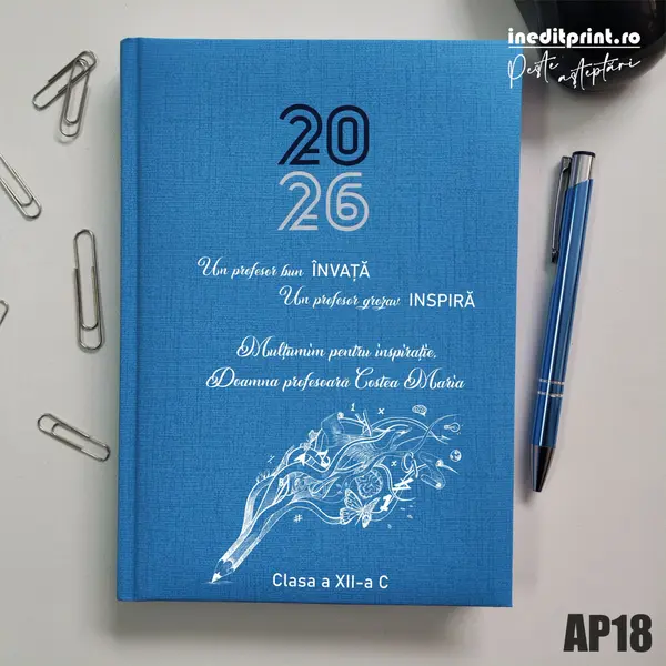 Agenda personalizata 2026 Profesor grozav AP18 Datata C, Turcoaz