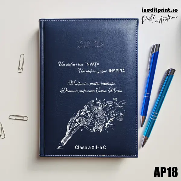 Agenda personalizata 2026 Profesor grozav AP18 DELUXE H, Corinaldo Albastru
