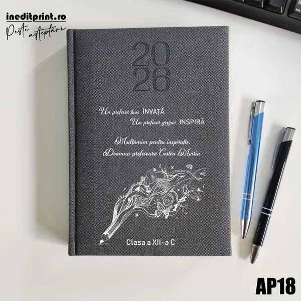Agenda personalizata 2026 Profesor grozav AP18 DELUXE PREMIUM, Bard Gri