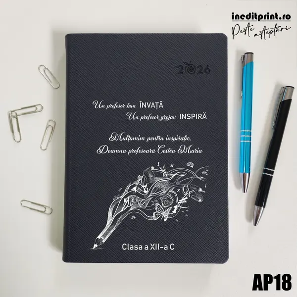 Agenda personalizata 2026 Profesor grozav AP18 DELUXE PREMIUM, Ortisei Albastru
