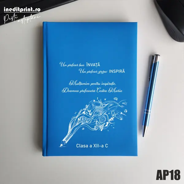 Agenda personalizata 2026 Profesor grozav AP18 NEDATATA RT, Bleu