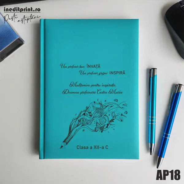 Agenda personalizata 2026 Profesor grozav AP18 NEDATATA RT, Turcoaz
