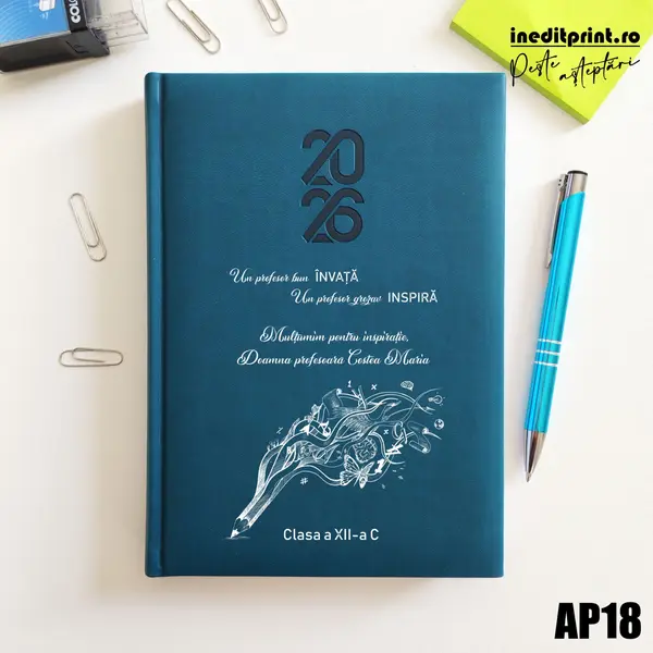 Agenda personalizata 2026 Profesor grozav AP18 STANDARD HT2, Albastru Petrol