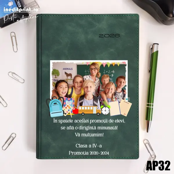 Agenda personalizata 2026 Profesori AP32 DELUXE PREMIUM, Chia Suple Verde