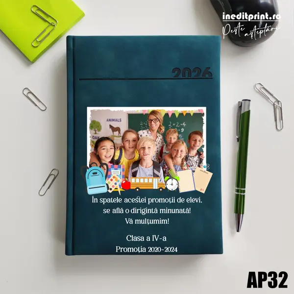 Agenda personalizata 2026 Profesori AP32 DELUXE PREMIUM, Chia Verde Petrol