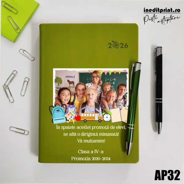 Agenda personalizata 2026 Profesori AP32 DELUXE PREMIUM, Predaia Verde