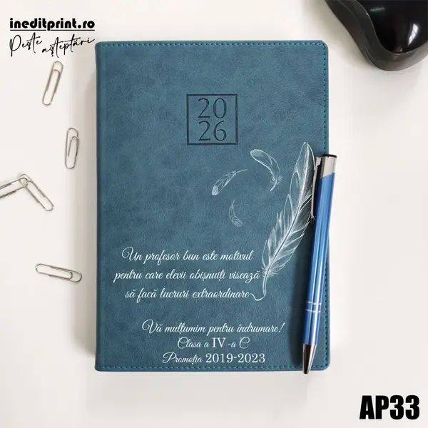 Agenda personalizata 2026 Profesori si elevi AP33 DELUXE PREMIUM, Chianti Verde Cyprus