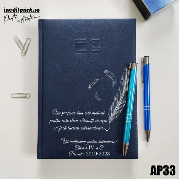 Agenda personalizata 2026 Profesori si elevi AP33 DELUXE PREMIUM, Chiavenna Albastru