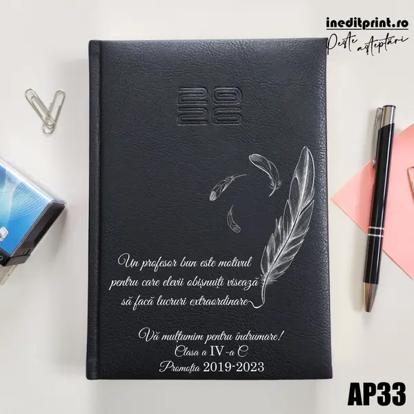Agenda personalizata 2026 Profesori si elevi AP33 DELUXE PREMIUM, Chiavenna Negru