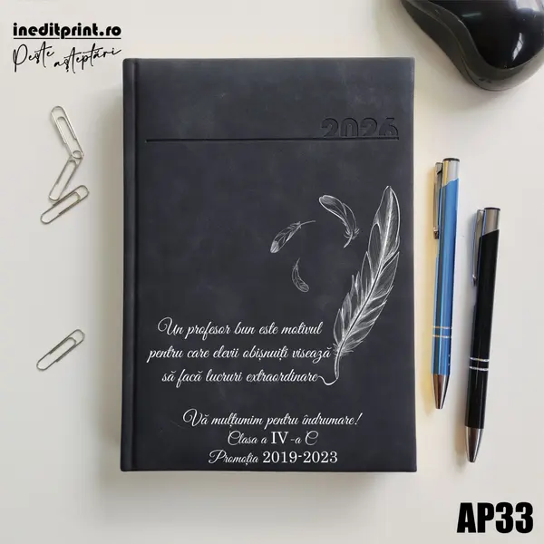 Agenda personalizata 2026 Profesori si elevi AP33 DELUXE PREMIUM, Chia Negru