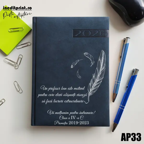 Agenda personalizata 2026 Profesori si elevi AP33 DELUXE PREMIUM, Teano Albastru Inchis