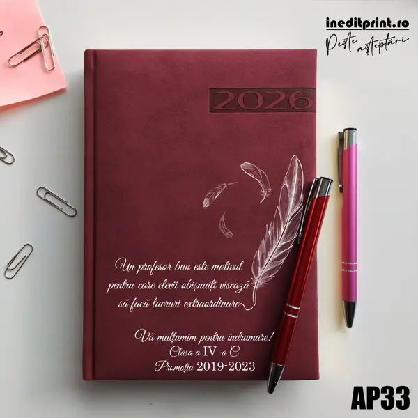 Agenda personalizata 2026 Profesori si elevi AP33 DELUXE PREMIUM, Teano Bordo