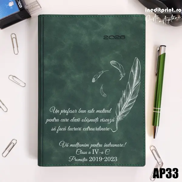 Agenda personalizata 2026 Profesori si elevi AP33 DELUXE PREMIUM, Chia Suple Verde